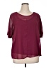 Worthington 100% Polyester Burgundy Short Sleeve Blouse Size XL - photo 1