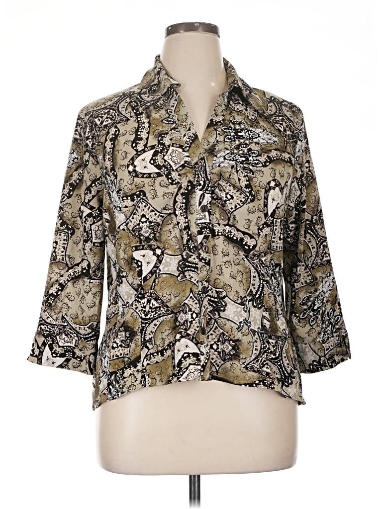 Pre-owned Cato 3/4 Sleeve Blouse In Gold