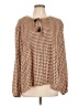 DR2 100% Polyester Houndstooth Brown Long Sleeve Blouse Size L - photo 1