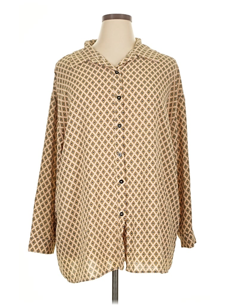 Pre-owned Unbranded Long Sleeve Blouse In Tan