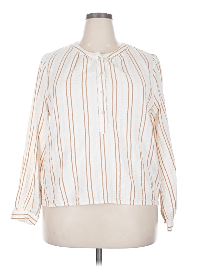 Pre-owned Universal Thread 3/4 Sleeve Button Down Shirt In Ivory