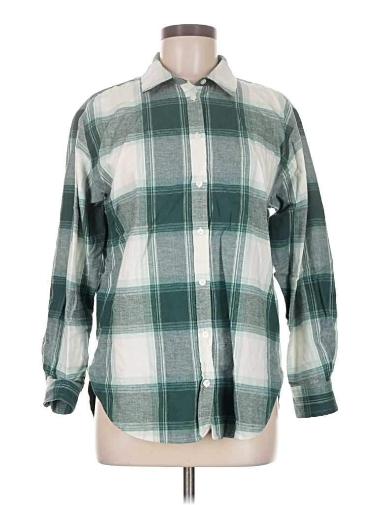 Pre-owned Ann Taylor Loft 3/4 Sleeve Button Down Shirt In Green