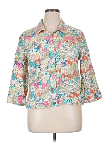 Christopher & Banks 3/4 Sleeve Button-Down Shirt (view 1)