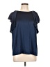 Worthington 100% Polyester Blue Short Sleeve Blouse Size L - photo 1