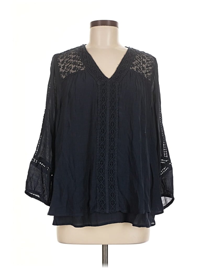 Pre-owned Style & Co 3/4 Sleeve Blouse In Black
