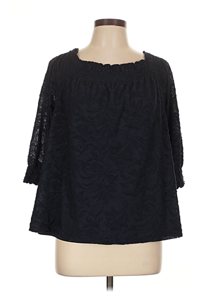 Pre-owned Westport 1962 3/4 Sleeve Blouse In Black