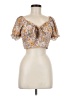 Altar'd State 100% Polyester Tan Short Sleeve Blouse Size M - photo 1