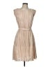 DKNY 100% Polyester Stripes Tan Cocktail Dress Size 10 - photo 1