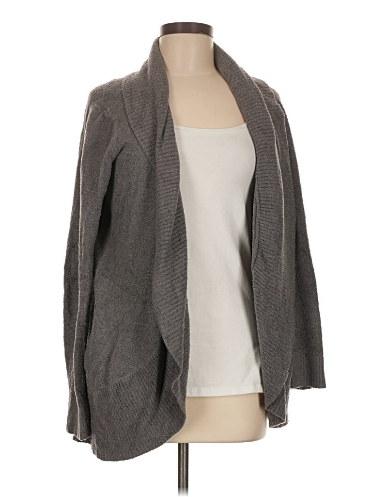 Pre-owned Barefoot Dreams Cozychic Lite Cardigan Sweater In Gray