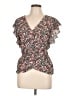 Max Studio 100% Polyester Floral Multi Color Pink Short Sleeve Blouse Size L - photo 1