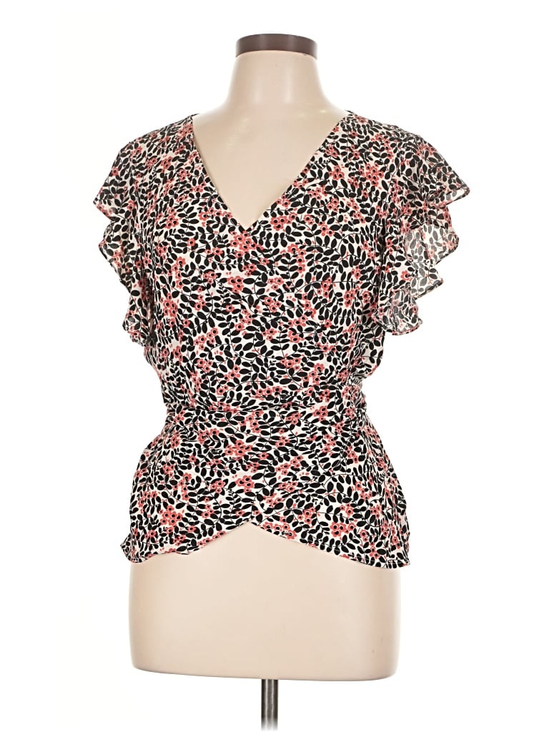 Pre-owned Max Studio Short Sleeve Blouse In Pink
