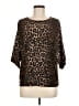 RACHEL Rachel Roy Animal Print Brown Short Sleeve Blouse Size M - photo 1