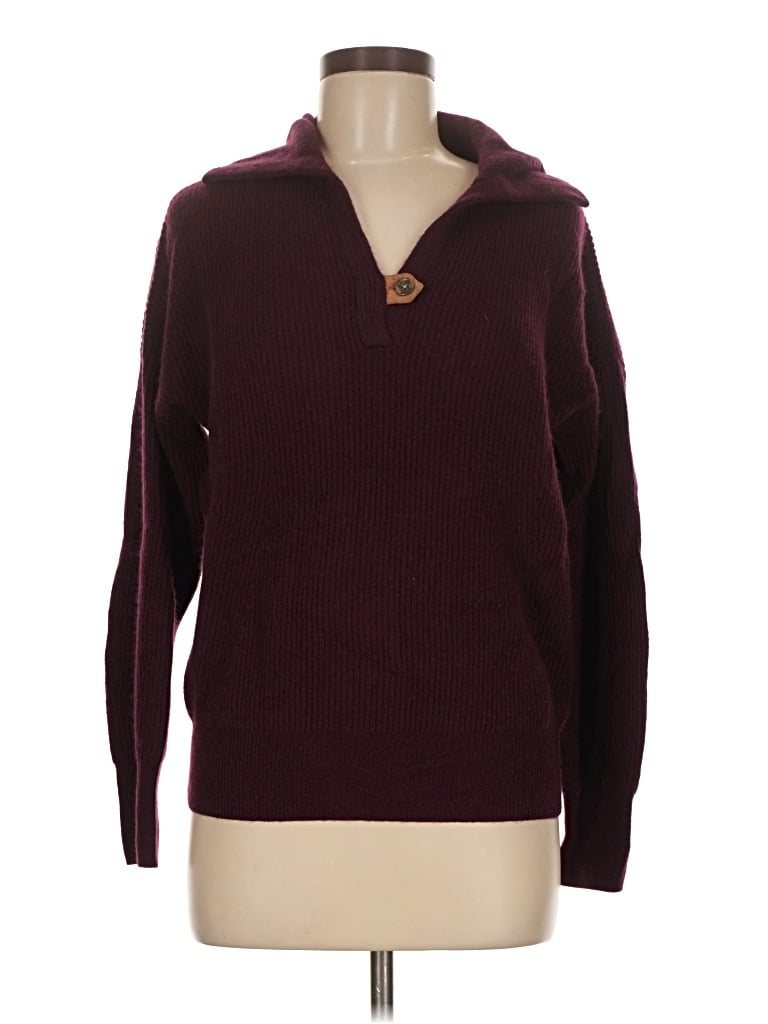 Pre-owned Bruno Magli Cashmere Pullover Sweater In Burgundy