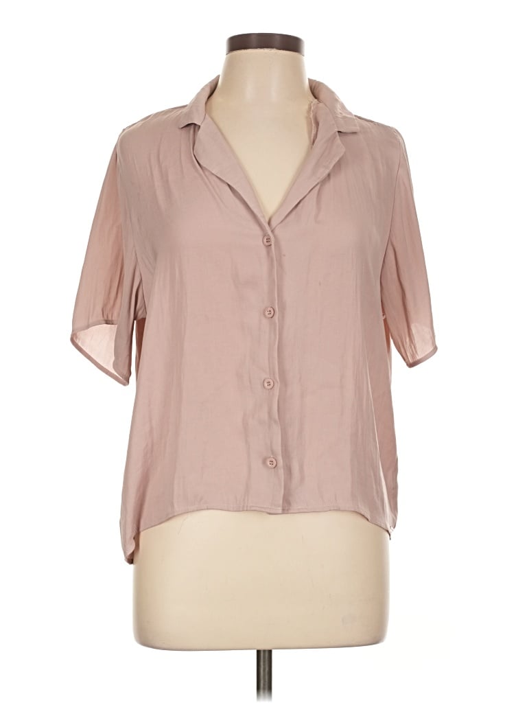 Pre-owned Danskin Short Sleeve Blouse In Tan