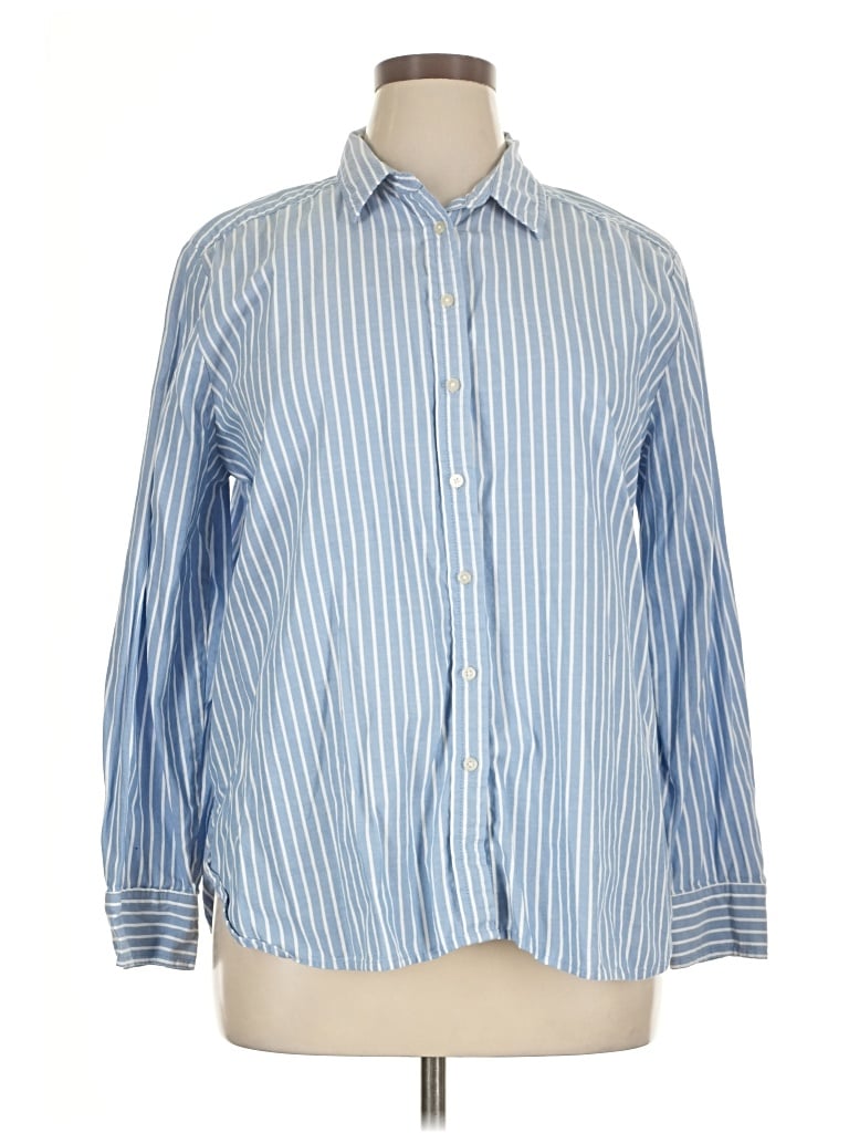 Pre-owned Ann Taylor Loft Long Sleeve Button Down Shirt In Blue