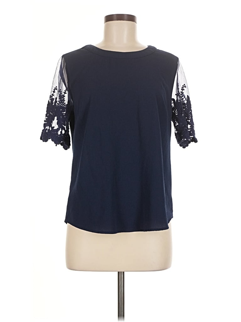 Pre-owned Lulus Short Sleeve Top Blue Crew Neck Tops