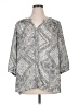 Rose + Olive Paisley Silver 3/4 Sleeve Blouse Size 1X - photo 1