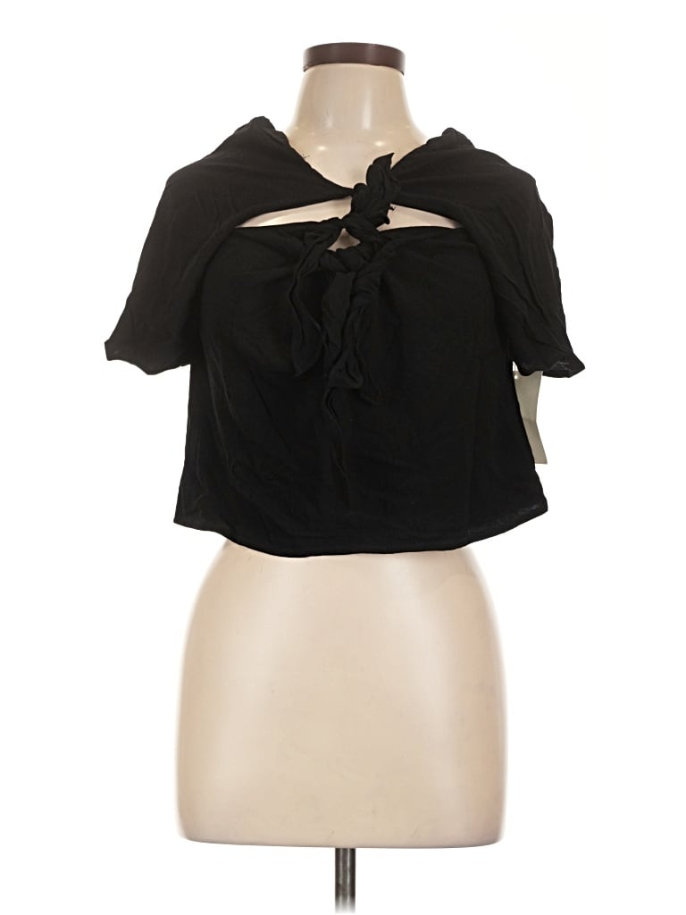 Pre-owned Fanco Short Sleeve Blouse In Black