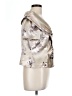 Alex Evenings Metallic Silver Tan Short Sleeve Blouse Size L - photo 4