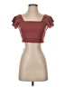 Shein Burgundy Short Sleeve Top Size 4 - photo 1