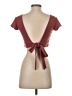 Shein Burgundy Short Sleeve Top Size 4 - photo 2