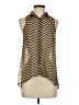 Toska 100% Polyester Chevron-herringbone Brown Sleeveless Blouse Size XS - photo 1