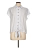 Croft & Barrow Stripes Gray Short Sleeve Blouse Size L (petite) - photo 1