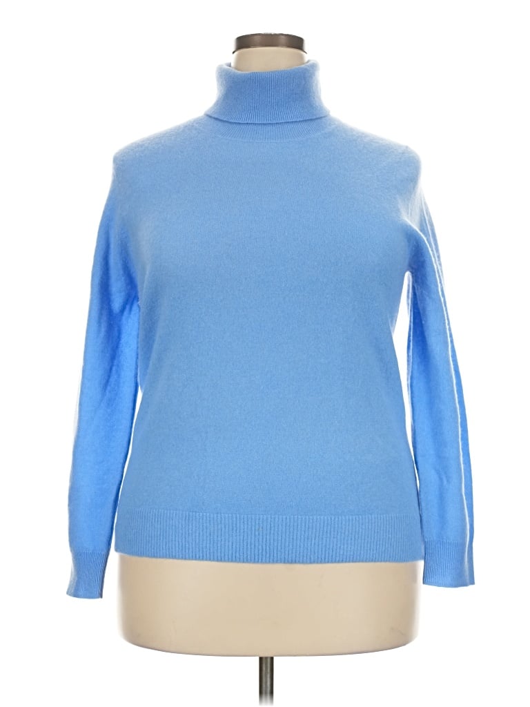 Pre-owned C By Bloomingdale's Cashmere Pullover Sweater In Blue