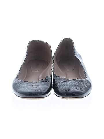 Chloé Black Patent Leather Lauren Scalloped Ballet Flats (view 2)