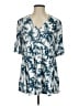 Shore 100% Rayon Blue Short Sleeve Blouse Size XS - photo 1