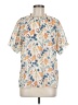 Allegra K 100% Polyester Floral Ivory Short Sleeve Blouse Size M - photo 1