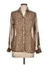 Nine Bird Animal Print Brown Tan Long Sleeve Blouse Size L - photo 1