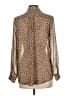 Nine Bird Animal Print Brown Tan Long Sleeve Blouse Size L - photo 2