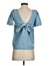Massimo Dutti Blue Short Sleeve Blouse Size 2 - photo 2
