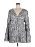 MICHAEL Michael Kors Animal Print Silver Long Sleeve Blouse Size M - photo 1