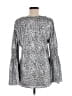MICHAEL Michael Kors Animal Print Silver Long Sleeve Blouse Size M - photo 2