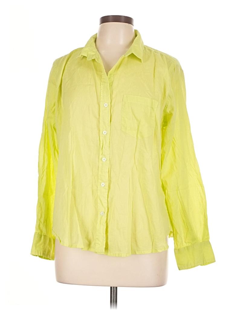 Pre-owned Sigrid Olsen 3/4 Sleeve Button Down Shirt In Green