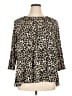 Intro Animal Print Brown Ivory 3/4 Sleeve Blouse Size 1X - photo 1