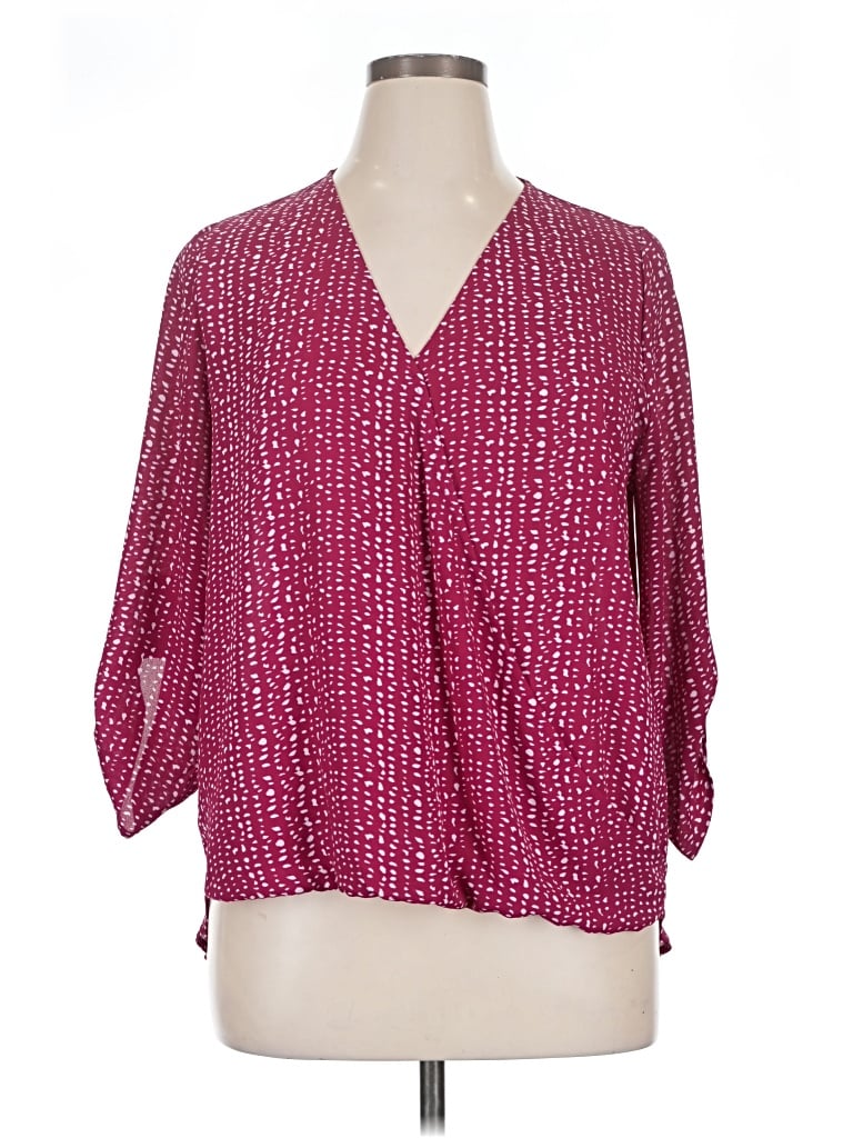 Pre-owned West Kei 3/4 Sleeve Blouse In Burgundy
