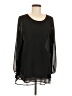 Black Label by Chico's 100% Polyester Black Long Sleeve Blouse Size Med (1) - photo 1