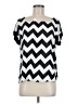 Timing 100% Polyester Chevron-herringbone Black Short Sleeve Blouse Size M - photo 1
