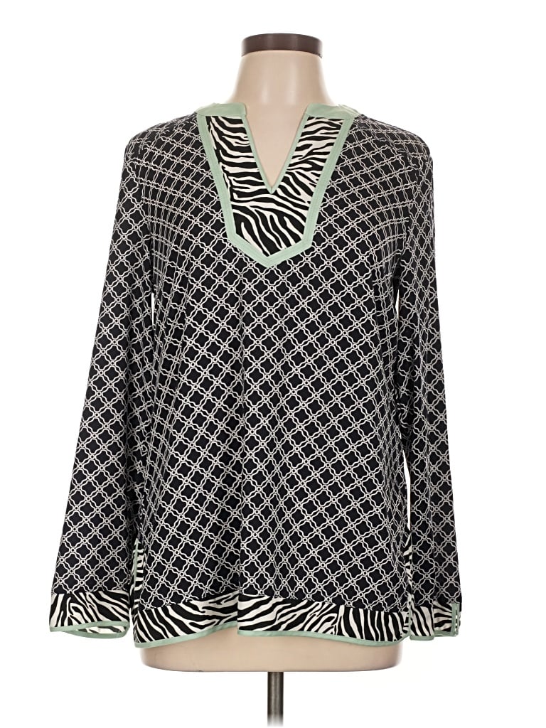 Pre-owned Dana Buchman Long Sleeve Blouse In Black