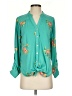 Fig and Flower Floral Teal 3/4 Sleeve Blouse Size S - photo 1