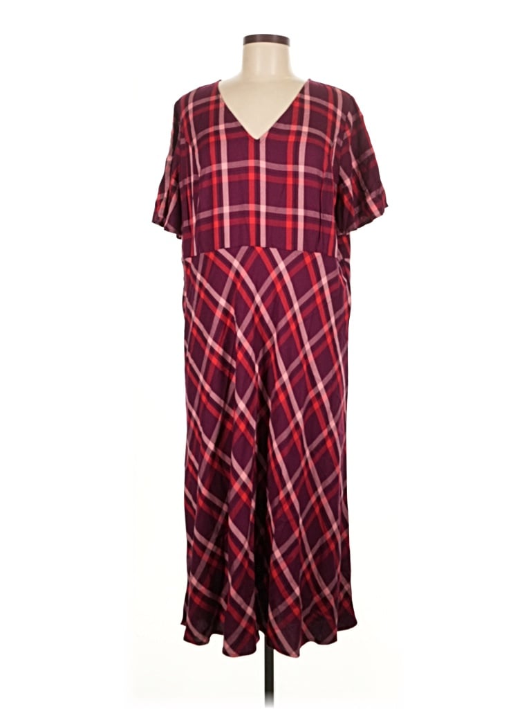 Pre-owned Jjill Casual Dress In Burgundy
