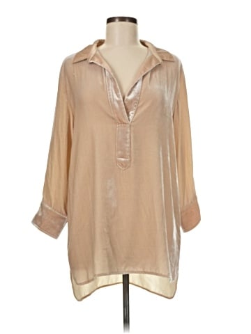 Blue Tassel 3/4 Sleeve Silk Top (view 1)