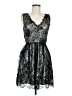 Dee Elly 100% Nylon Metallic Silver Cocktail Dress Size M - photo 1