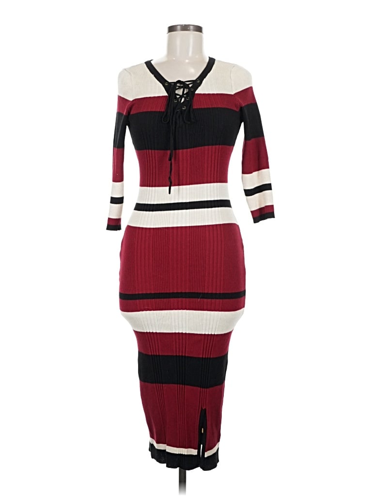 Pre-owned Pink Rose Casual Dress In Burgundy