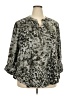 New Directions Animal Print Gray Long Sleeve Blouse Size 3X - photo 1