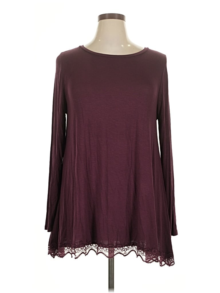 Pre-owned Lane Bryant Long Sleeve T-shirt In Burgundy