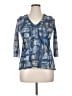 Yvos 100% Nylon Blue 3/4 Sleeve Blouse Size XL - photo 1